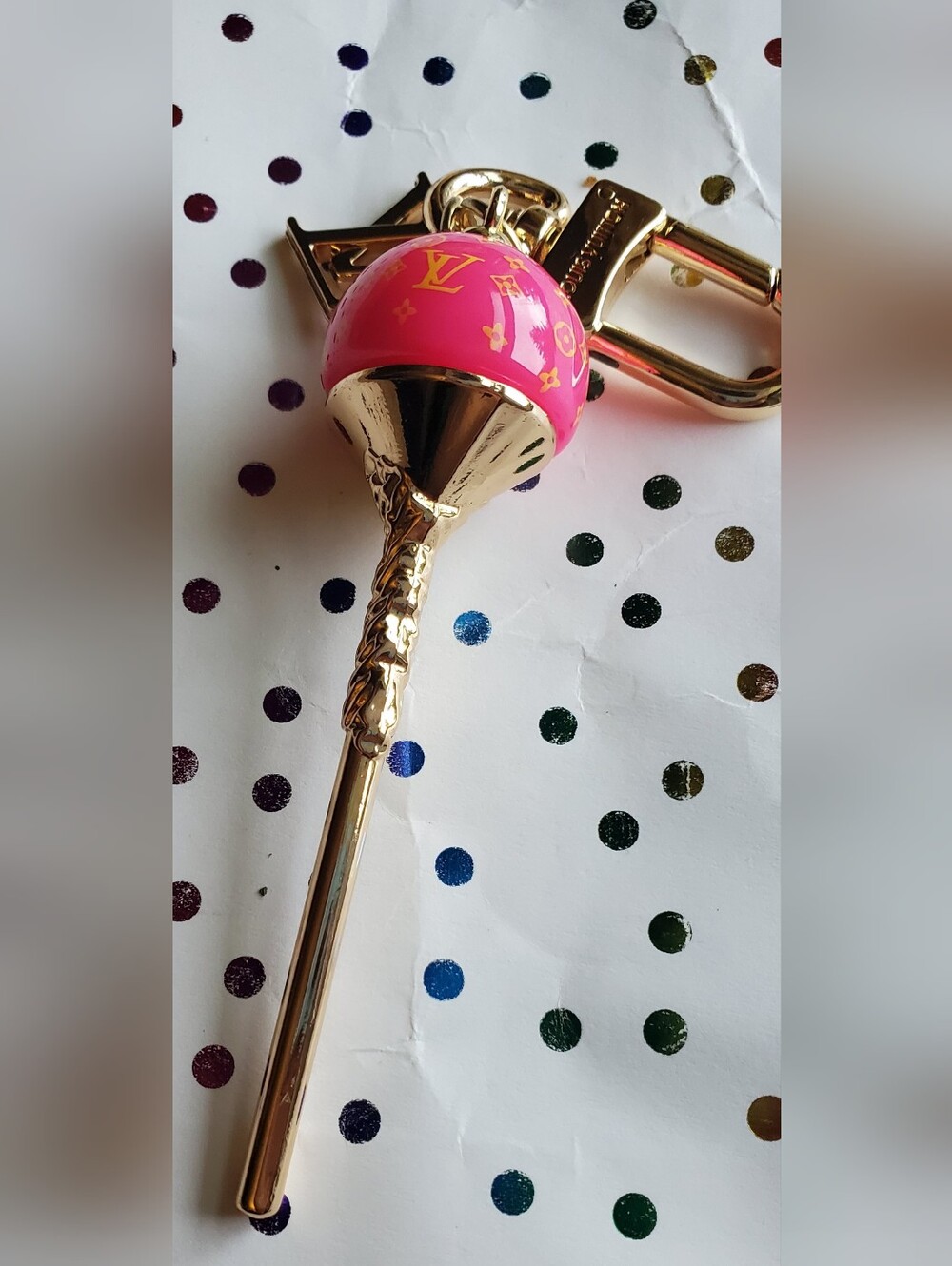 Pink and Gold Candy Bag Charm, Keychain Card Holder